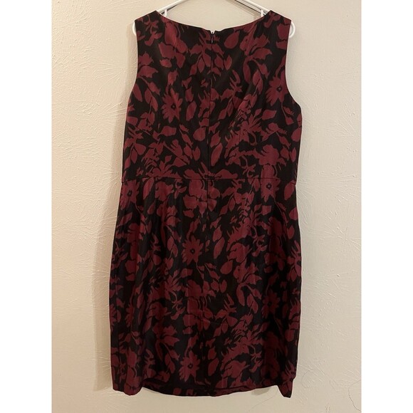 ADRIANNA PAPELL 16W Red & Black Floral Formal Cocktail Business Dress Plus Size - Picture 2 of 4